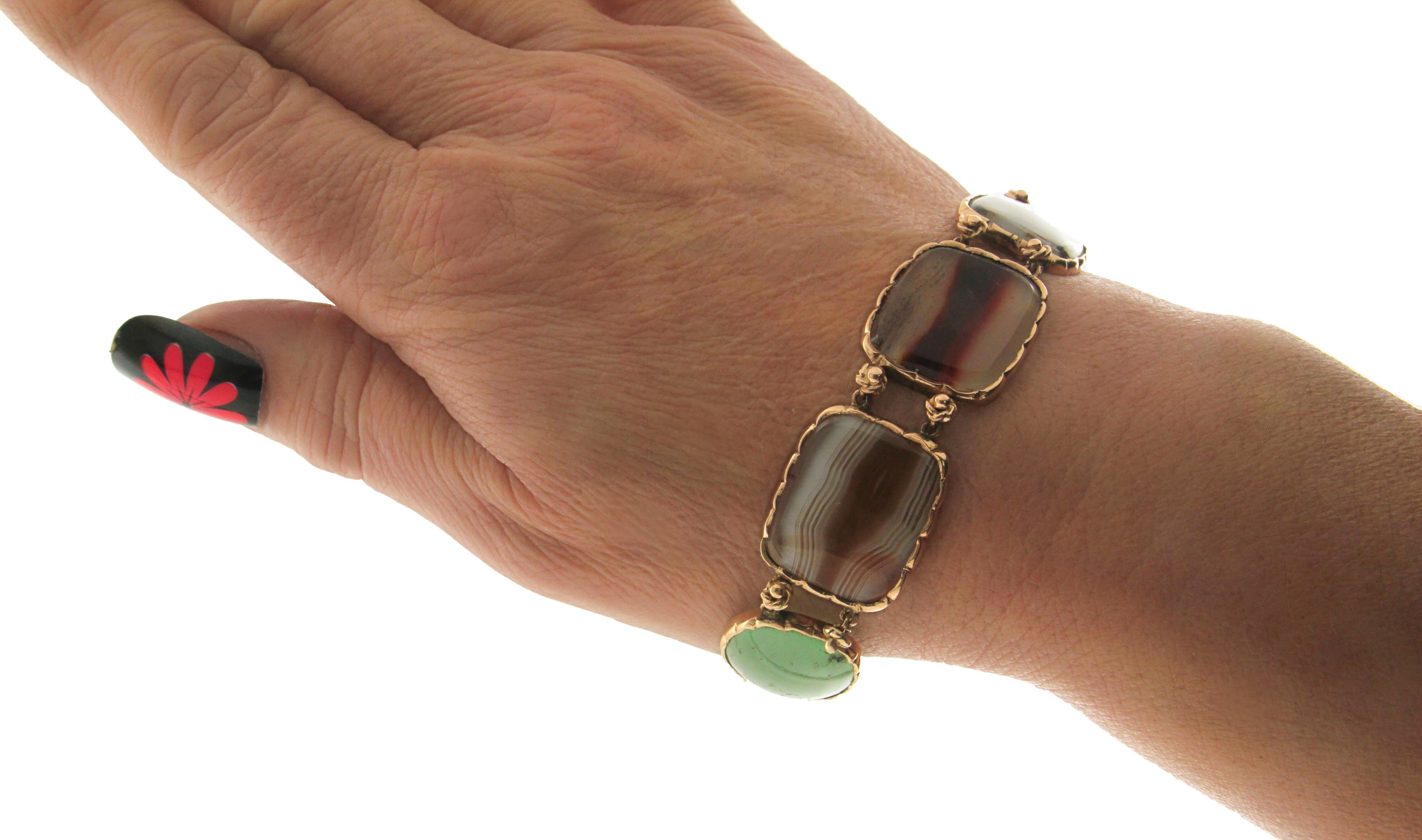 Bracciale artigianale in oro giallo 14 carati con diaspro in vendita 5