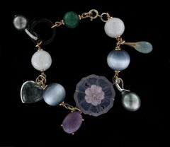 Handcraft Multi-Color 14 Karat Yellow Gold Cuff Bracelet