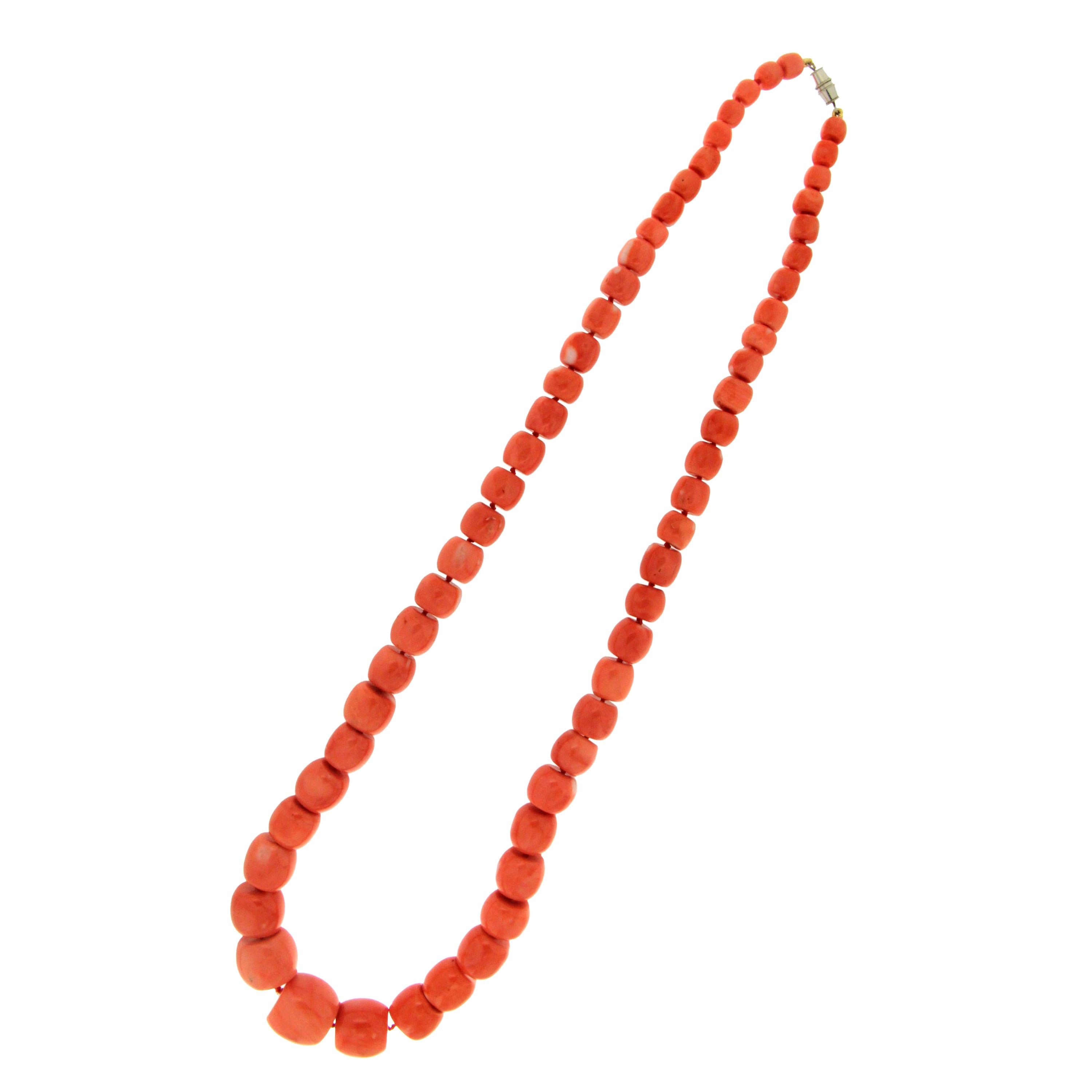 Handcraft Natural Coral  steel Clasp Rope Necklace