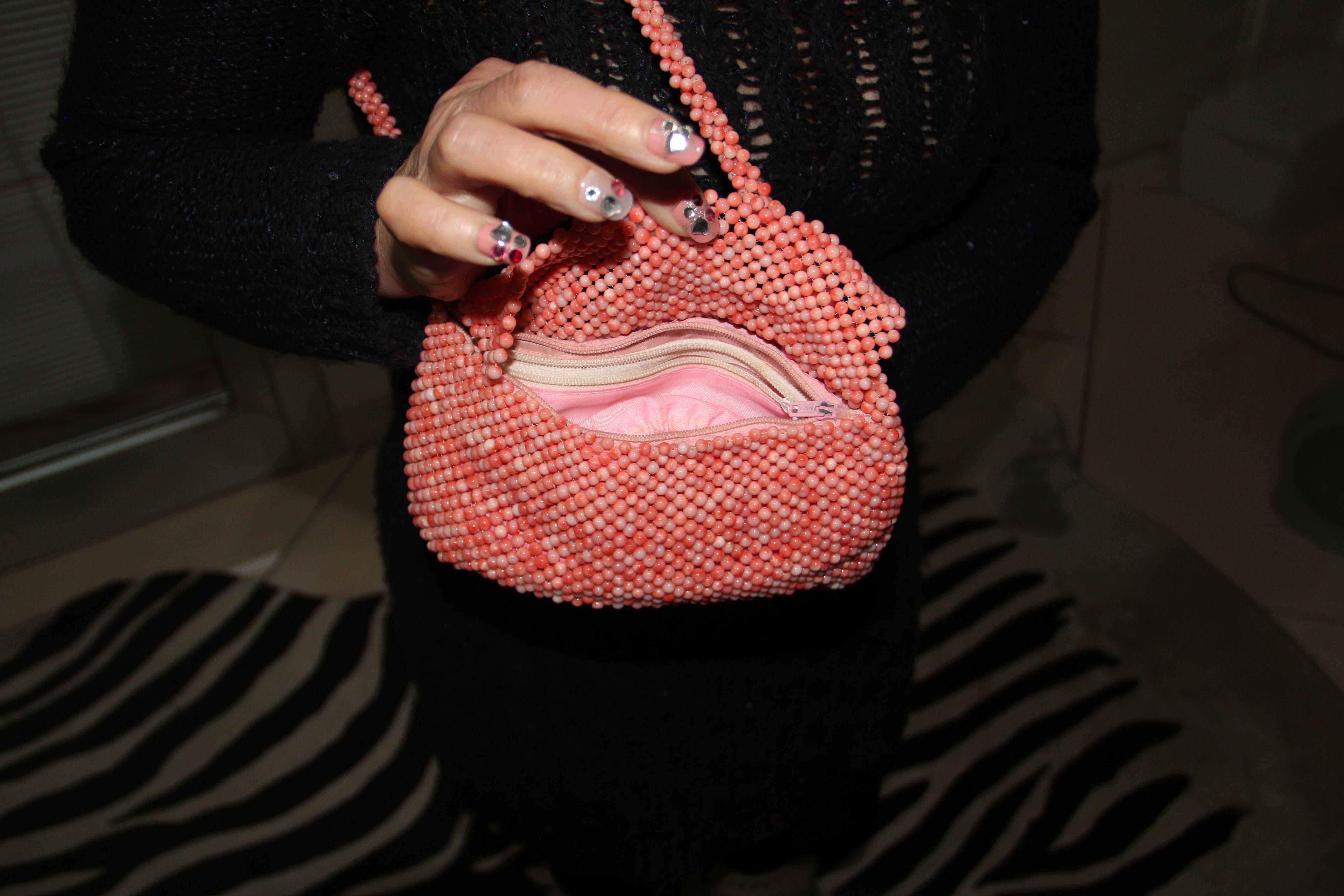 Handcraft Natural Coral Bead Woven Bag For Sale 1