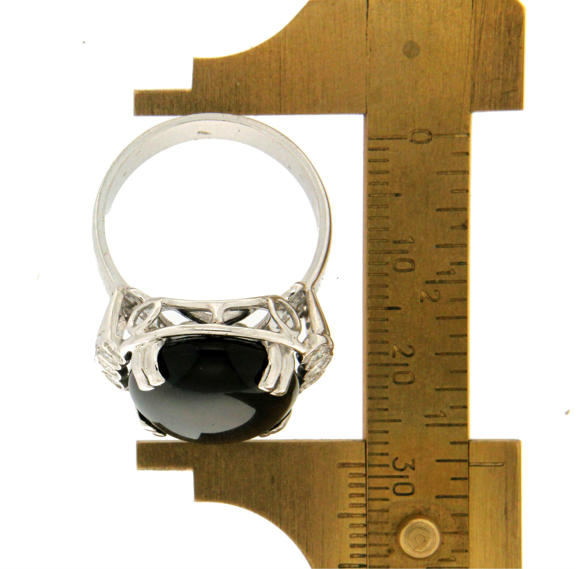 Handcraft Onyx 18 Karat White Gold Diamonds Cocktail Ring For Sale at ...