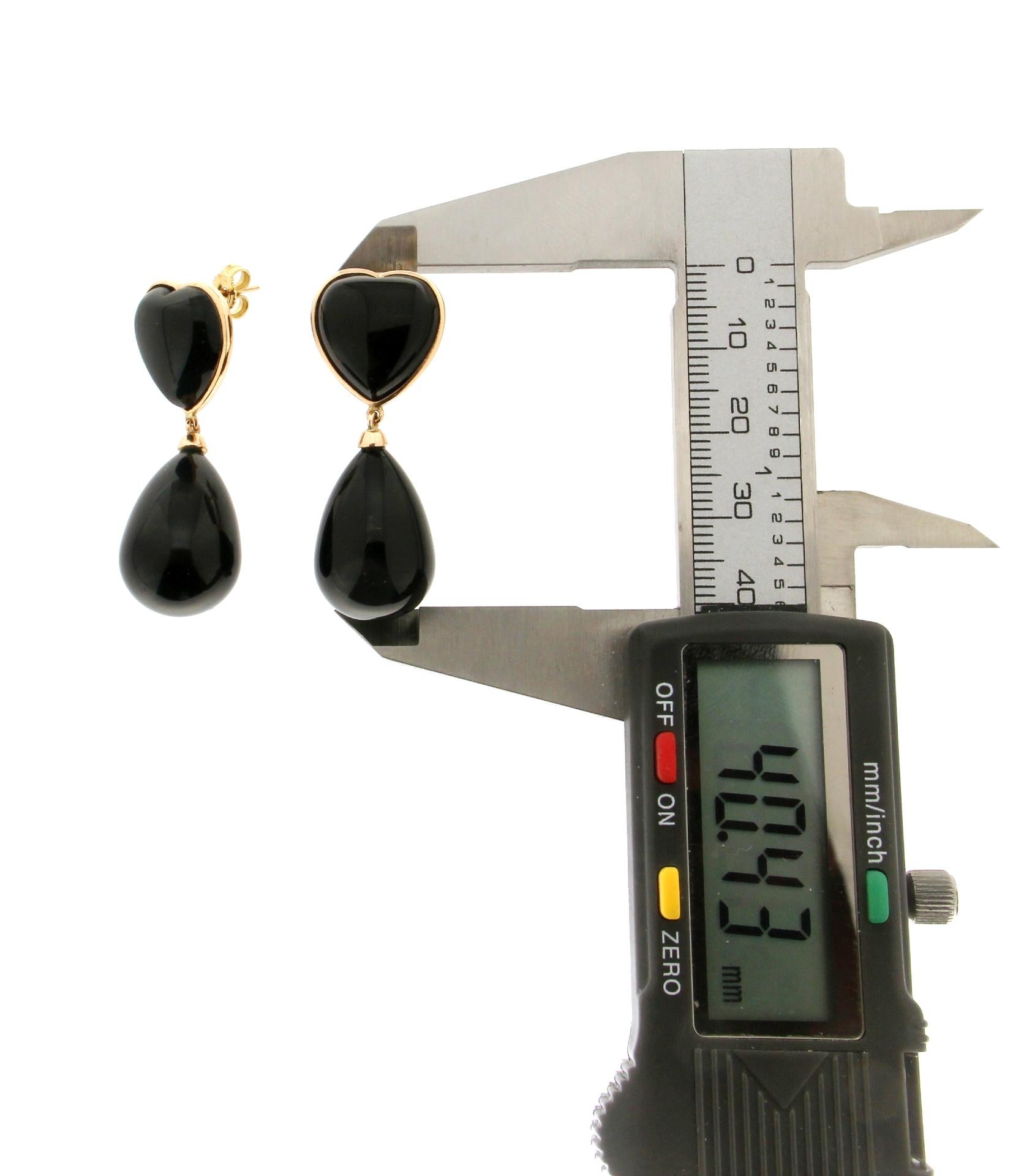 Handcraft Onyx 18 Karat Yellow Gold Drop Earrings In New Condition For Sale In Marcianise, IT