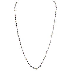 Collana a catena Opali in oro bianco 18 carati con rubini e zaffiri