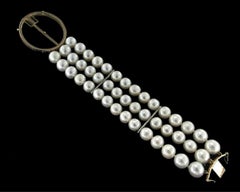 Handcraft Pearls 14 Karat Yellow Gold Diamonds Onyx Coral Cuff Bracelet