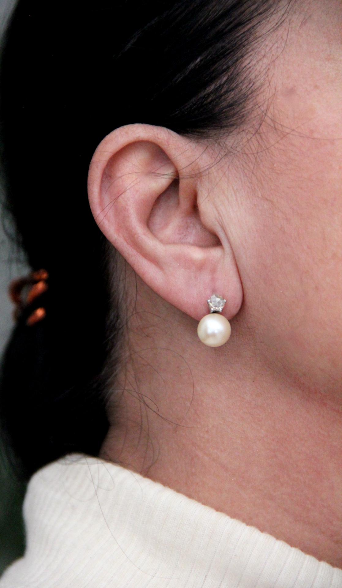 Handcraft Pearls 18 Karat White Gold Diamonds Stud Earrings 2