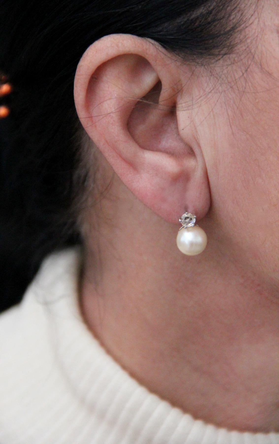 Handcraft Pearls 18 Karat White Gold Diamonds Stud Earrings 3