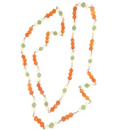 Handcraft Pearls 800 Thousandths Silver Carnelian Agate Beaded Necklace
