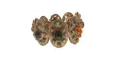 Handcraft Peridot 14 Karat Yellow Gold Citrine Cuff Bracelet