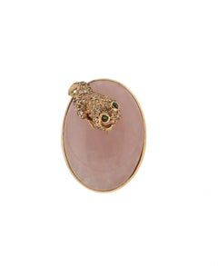 Handarbeit Rosa Quarz 14 Karat Gelbgold Diamanten Cocktail Ring