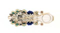 Handcraft Rock Crystal Vase 14 Karat Yellow Gold Diamonds Brooch Pendant