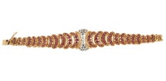 Handcraft Rubine 14 Karat Gelbgold Diamanten Manschettenknopf Armband