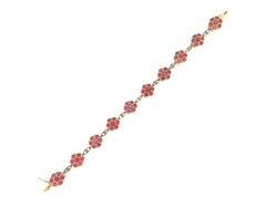 Handcraft Rubies 14 Karat Yellow Gold Diamonds Cuff Bracelet