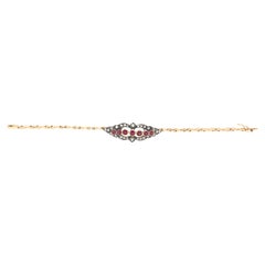 Handcraft Rubine 14 Karat Gelbgold Diamanten Manschettenknopf Armband