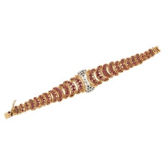 Pulsera Brazalete Rubíes 14 Kilates Oro Amarillo Diamantes
