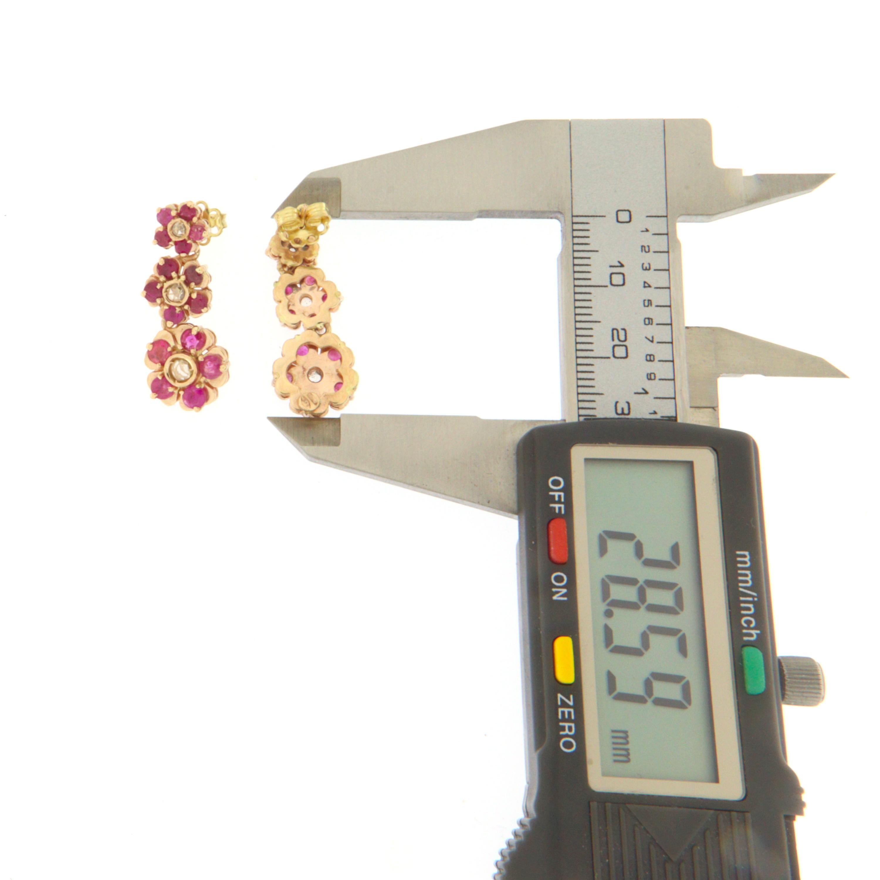 Handcraft Rubies 14 Karat Yellow Gold Diamonds Drop Earrings For Sale ...