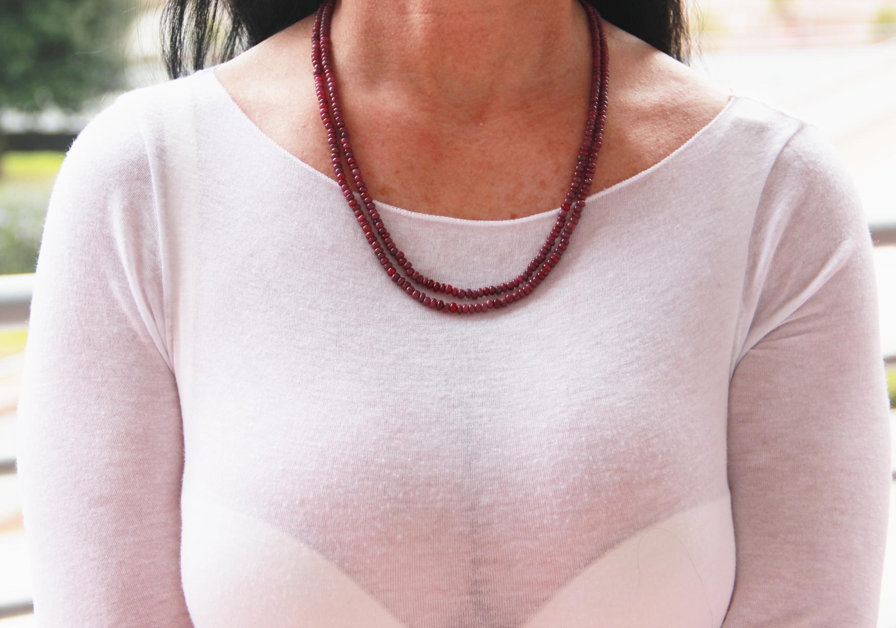 Handcraft Rubine 14 Karat Gelbgold Seil Halskette im Zustand „Neu“ im Angebot in Marcianise, IT