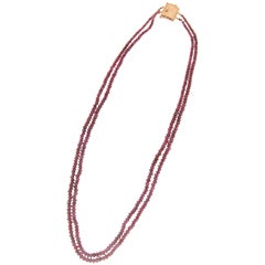 Used Handcraft Rubies 14 Karat Yellow Gold Rope Necklace