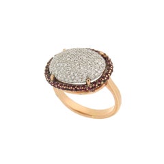 Handcraft Rubies 18 Karat White and Yellow Gold Diamonds Cocktail Ring
