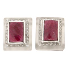 Handcraft Rubies 18 Karat White Gold Diamonds Clip-On Earrings