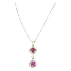 Handcraft Rubies 18 Karat White Gold Diamonds Pendant Necklace