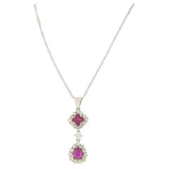 Handcraft Rubies 18 Karat White Gold Diamonds Pendant Necklace