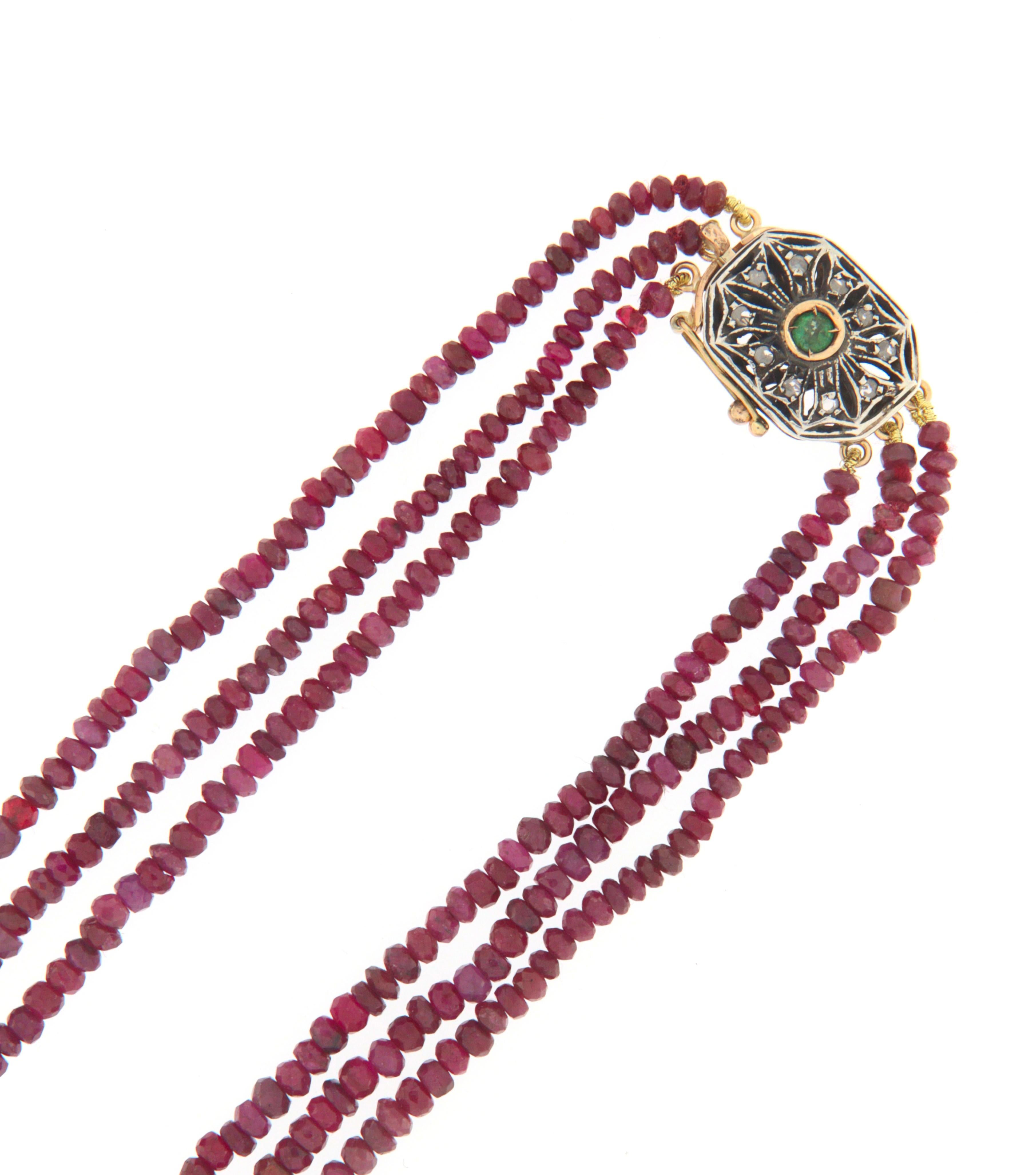 Rubin 9 Karat Gelbgold Seil-Halskette (Kunsthandwerker*in) im Angebot