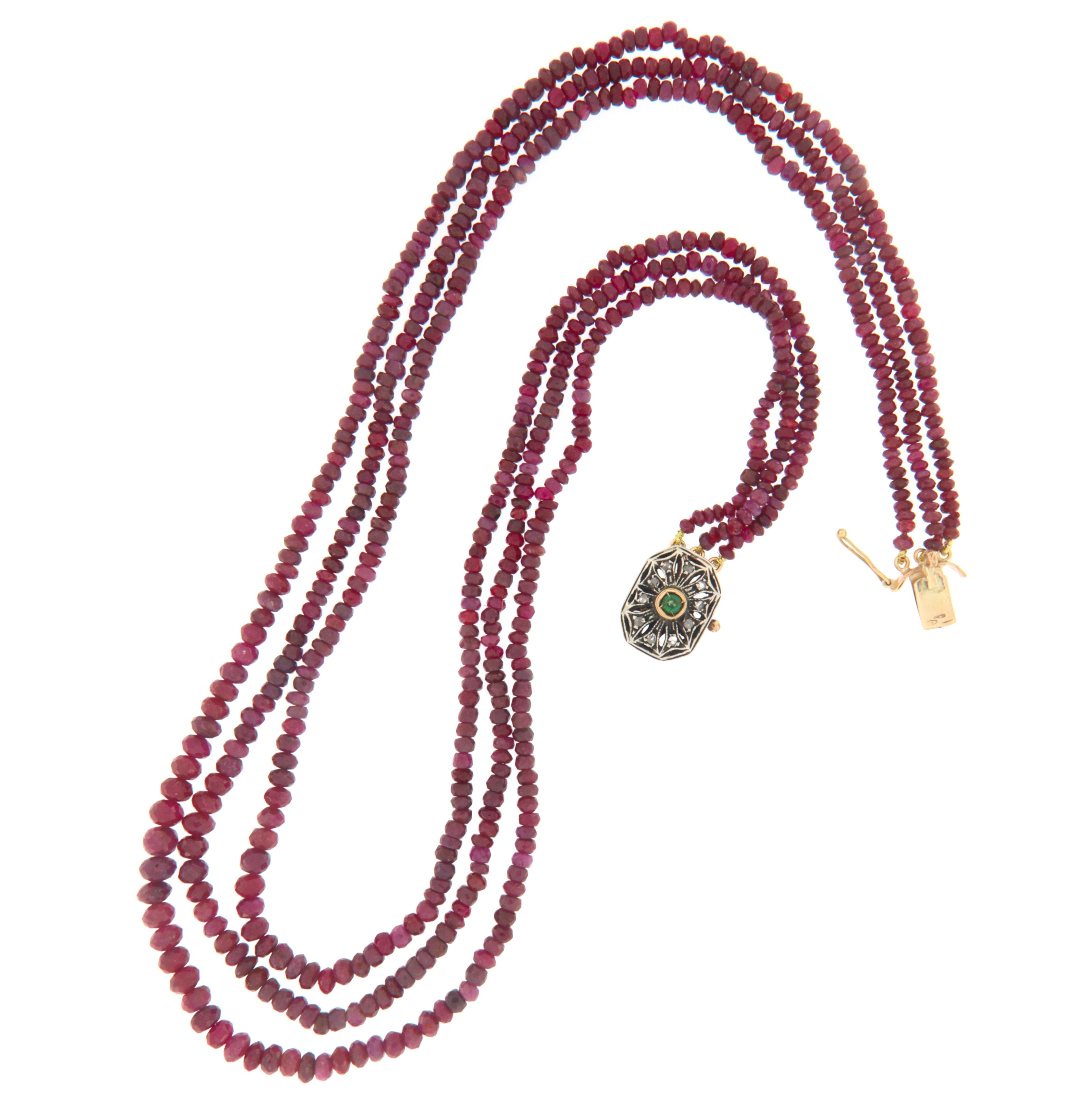 Rubies 9 Karat Yellow Gold Rope Necklace In New Condition For Sale In Marcianise, IT