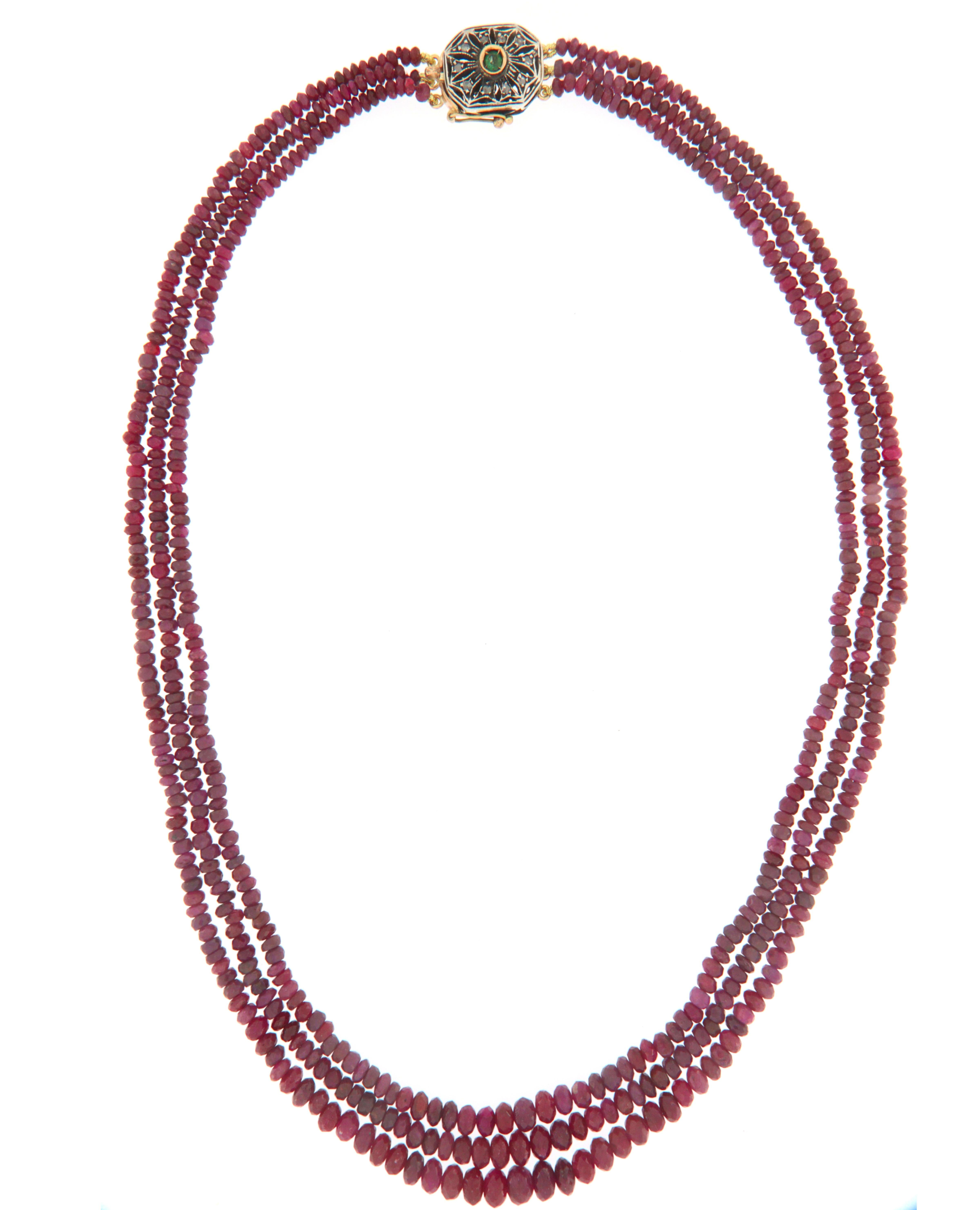 Rubies 9 Karat Yellow Gold Rope Necklace For Sale 1