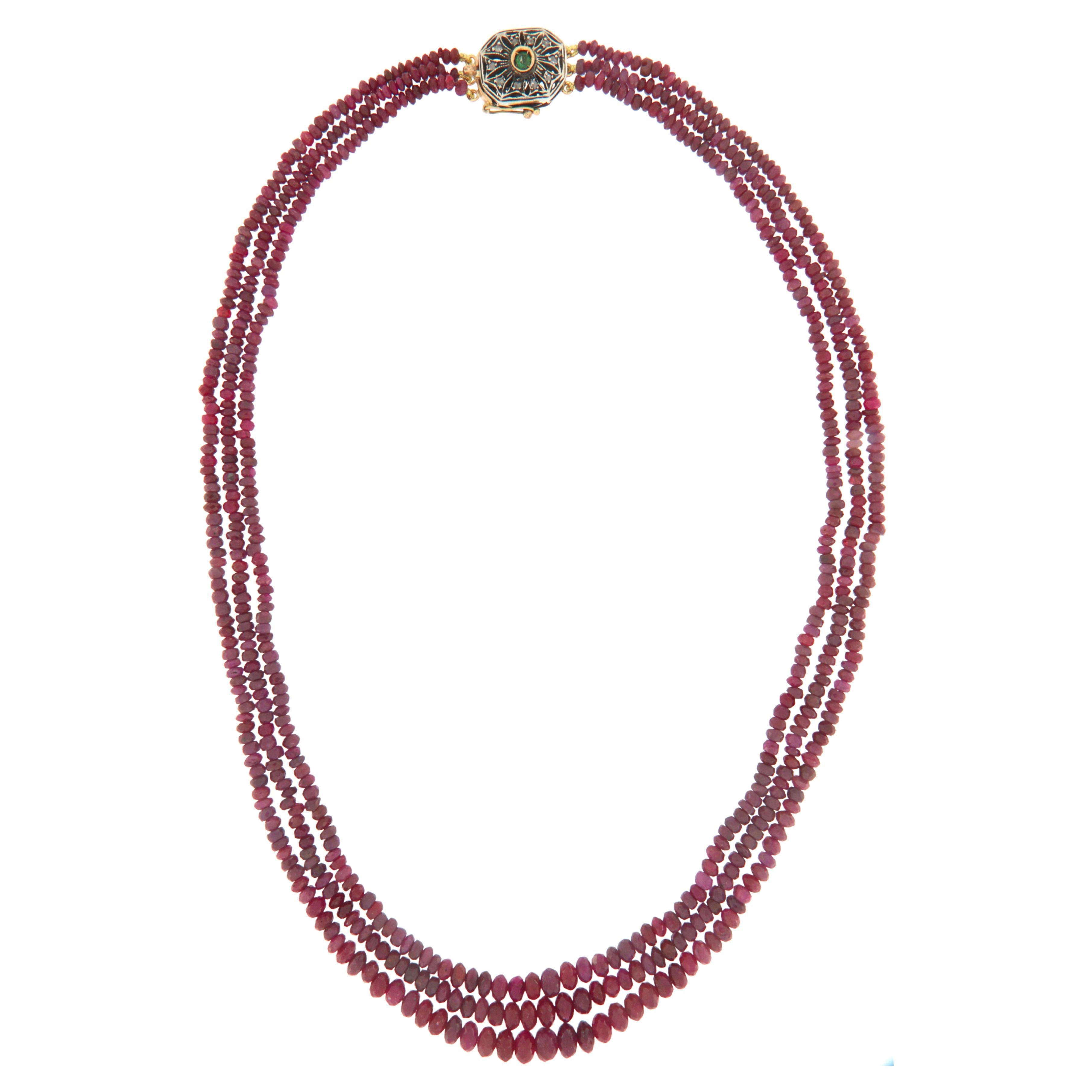 Rubies 9 Karat Yellow Gold Rope Necklace For Sale