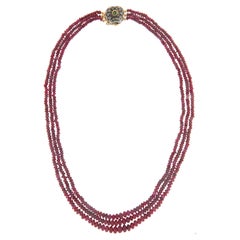 Used Rubies 9 Karat Yellow Gold Rope Necklace
