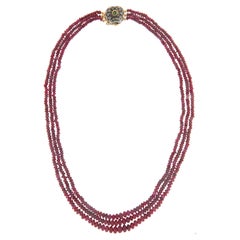 Retro Rubies 9 Karat Yellow Gold Rope Necklace