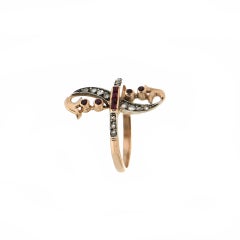 Handcraft Ruby 14 Karat Yellow Gold Diamonds Cocktail Ring