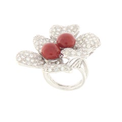 Coral Diamonds 18 Karat White Gold Cocktail Ring