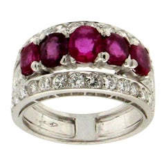 Handcraft Ruby 18 Karat White Gold Diamonds Cocktail Ring