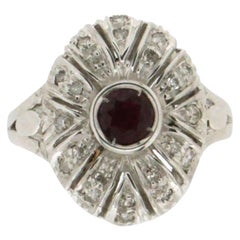 Handcraft Ruby 18 Karat White Gold Diamonds Cocktail Ring