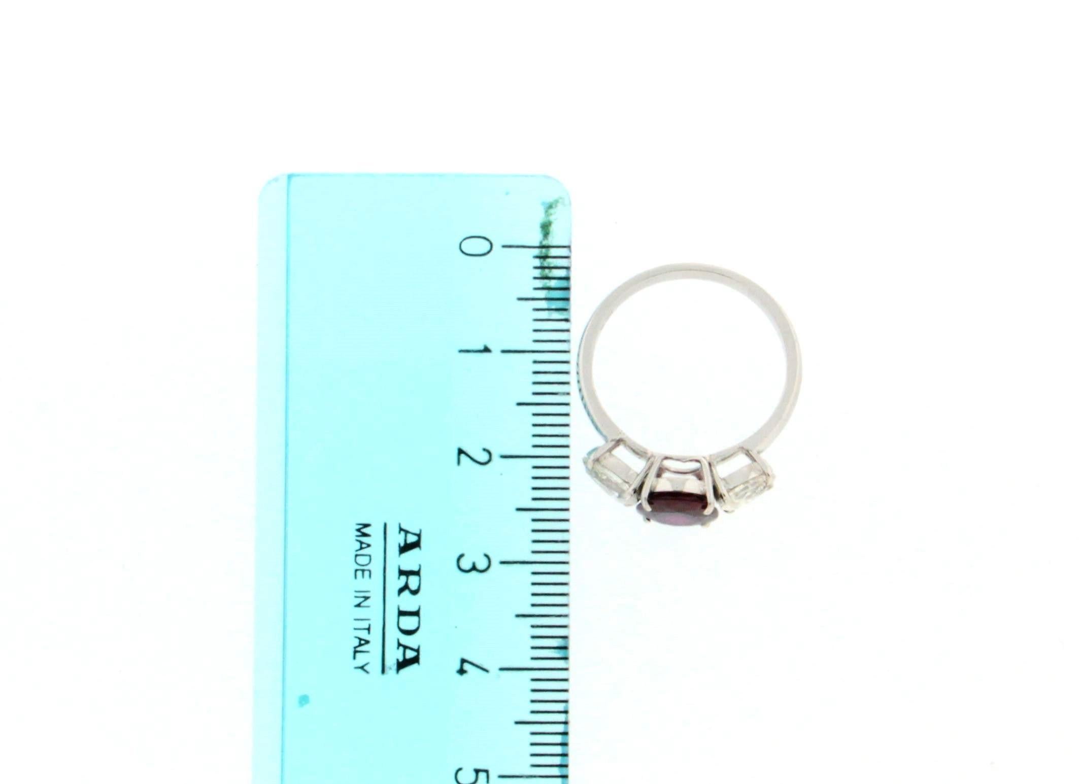 Handcraft Ruby 18 Karat White Gold Diamonds Engagement Ring 5