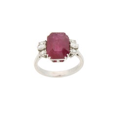 Handcraft Ruby 18 Karat White Gold Diamonds Engagement Ring