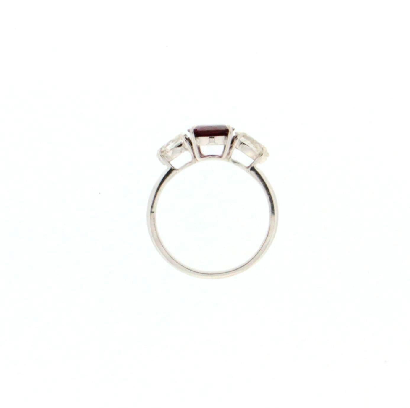 Handcraft Ruby 18 Karat White Gold Diamonds Engagement Ring 2