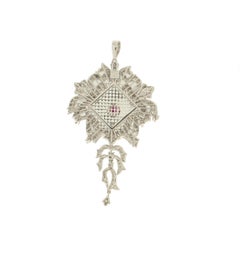 Handcraft Ruby 18 Karat White Gold Diamonds Pendant