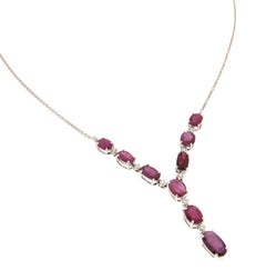 Handcraft Ruby 18 Karat White Gold Diamonds Pendant Necklace