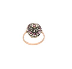 Handcraft Ruby 9 Karat Yellow Gold Diamonds Cocktail Ring