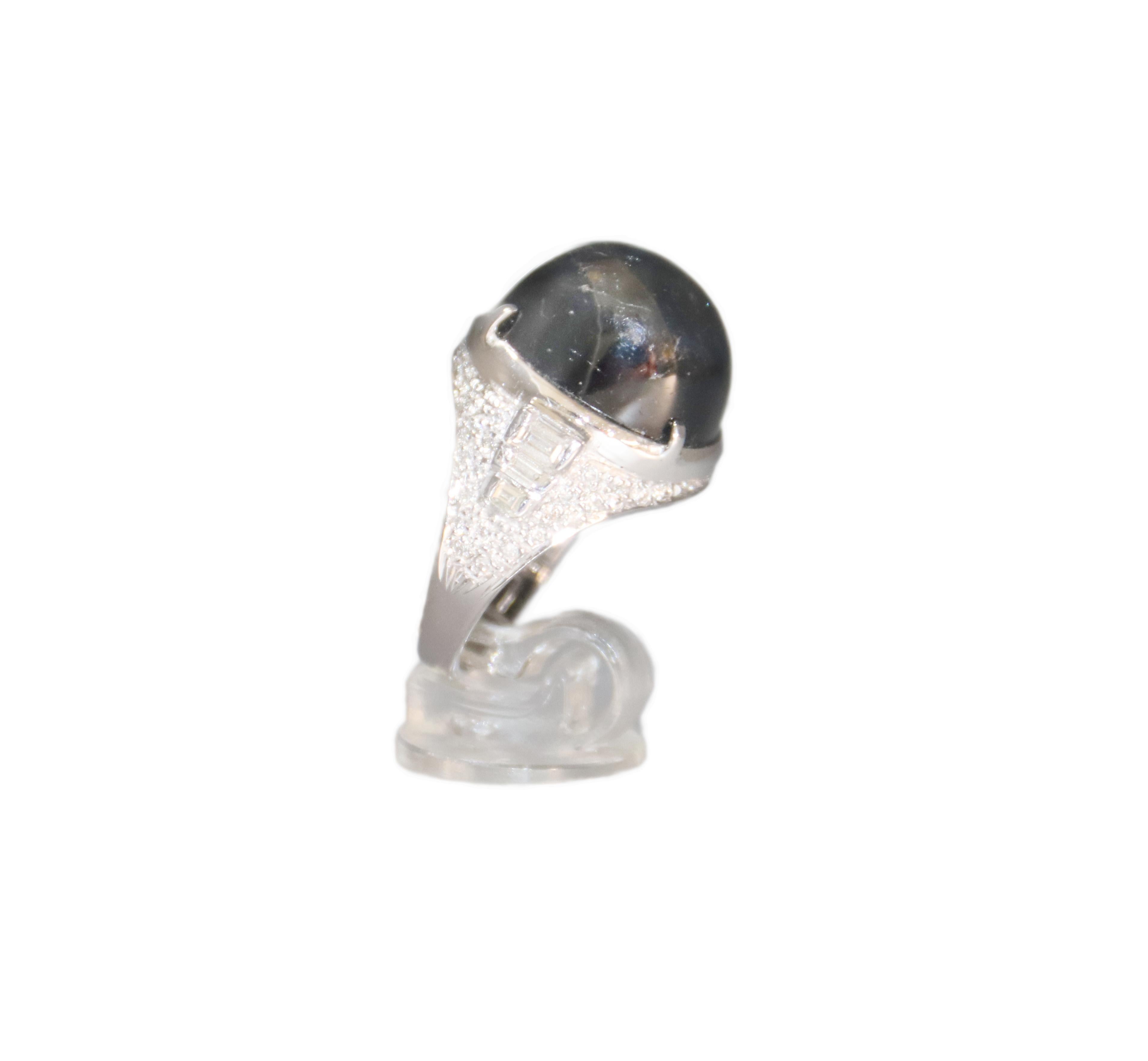 Handcraft Sapphire 18 Karat White Gold Diamonds Cocktail Ring For Sale 3