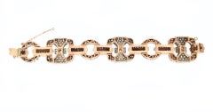Bracelet manchette artisanal en or jaune 14 carats avec saphirs et diamants