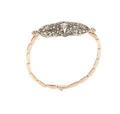 Bracelet manchette artisanal en or jaune 14 carats avec saphirs et diamants