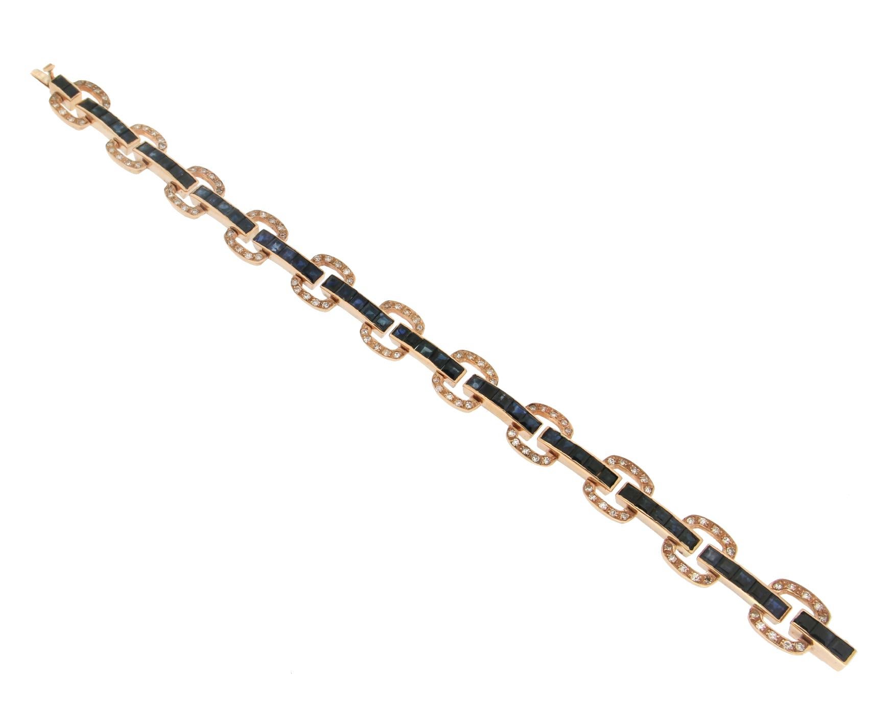 Artisan Handcraft Sapphires 14 Karat Yellow Gold Diamonds Cuff Bracelet For Sale
