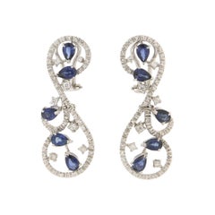 Handcraft Sapphires 18 Karat White Gold Diamonds Stud Earrings