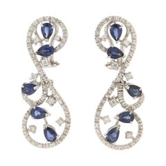 Handcraft Saphire 18 Karat Weißgold Diamanten Ohrstecker
