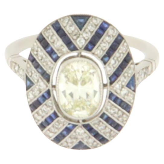 Handcraft Sapphires Platinum Diamonds Cocktail Ring