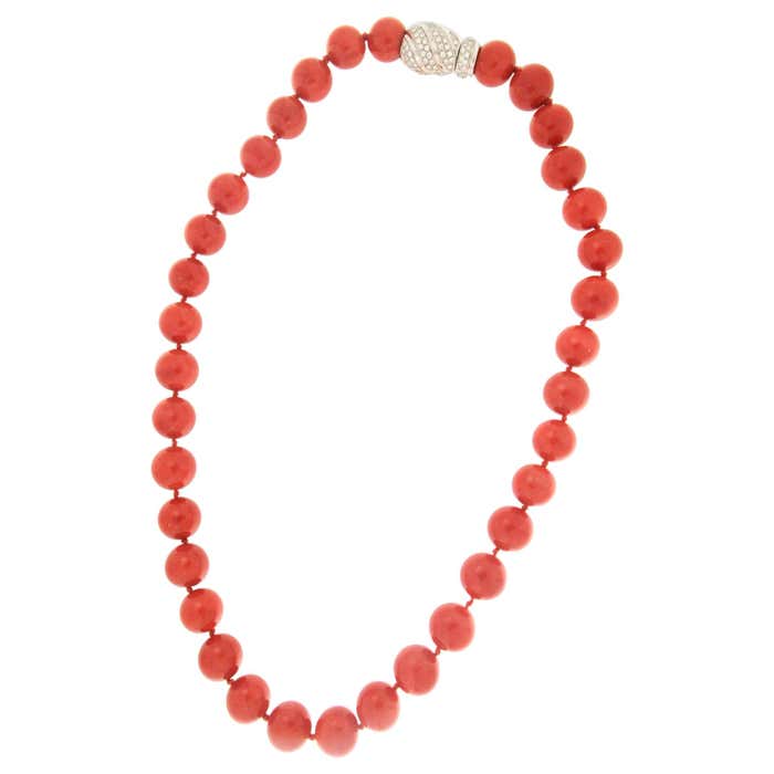 White gold coral necklace Clearance