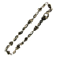 Handgefertigte Schädel 800 Karat Silber Kette Halskette